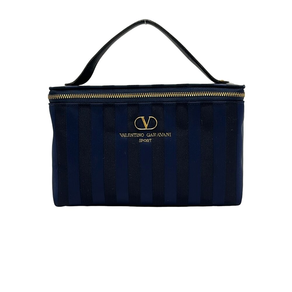 Valentino Garavani Vanity Bag Navy Black Nylon Synthetic Leather